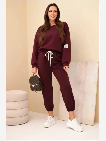Komplet bluza + spodnie maslo tmavý bordový