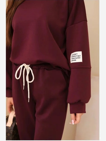 Komplet bluza + spodnie maslo tmavý bordový