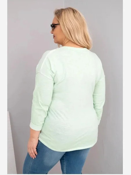 Dámska blúzka Plus Size s nápisom Love You More mentolová