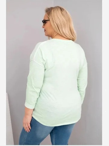 Dámska blúzka Plus Size s nápisom Love You More mentolová