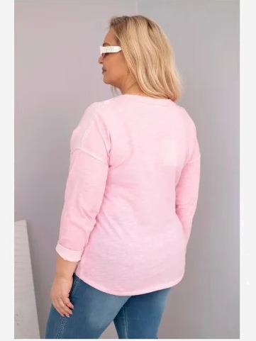 Dámska blúzka Plus Size s nápisom Love You More svetloružová