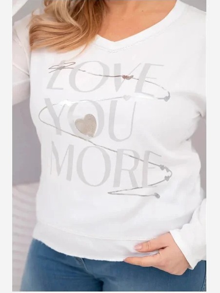 Dámska blúzka Plus Size s potlačou Love You More biela