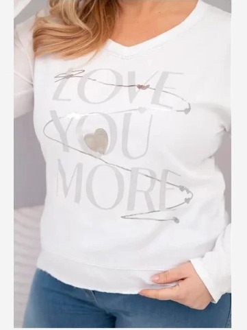 Dámska blúzka Plus Size s potlačou Love You More biela