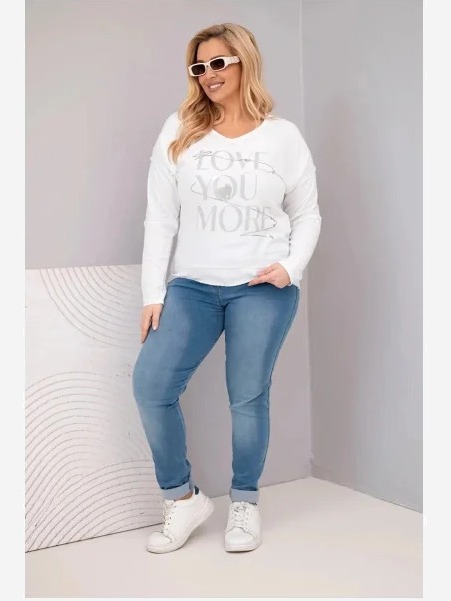 Dámska blúzka Plus Size s potlačou Love You More biela