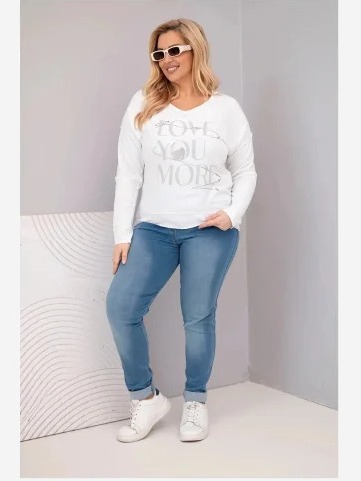 Dámska blúzka Plus Size s potlačou Love You More biela