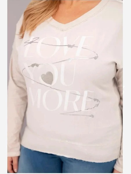 Dámska blúzka Plus Size s nápisom Love You More béžová