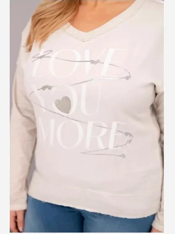 Dámska blúzka Plus Size s nápisom Love You More béžová