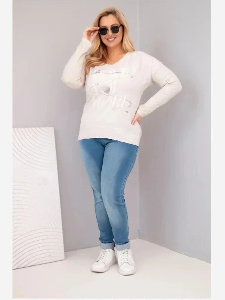 Dámska blúzka Plus Size s nápisom Love You More béžová