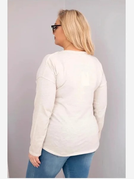 Dámska blúzka Plus Size s nápisom Love You More béžová