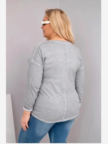 Dámska blúzka Plus Size s potlačou Love You More šedá