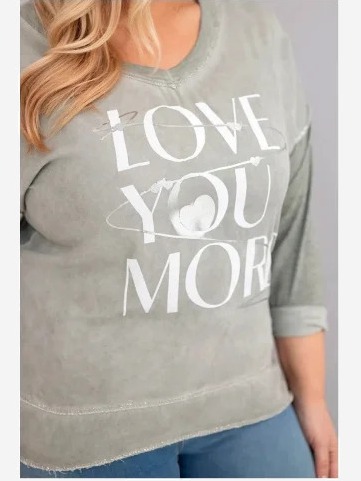 Dámska blúzka Plus Size s potlačou Love You More khaki