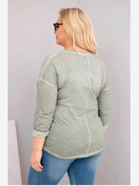 Dámska blúzka Plus Size s potlačou Love You More khaki
