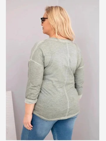 Dámska blúzka Plus Size s potlačou Love You More khaki