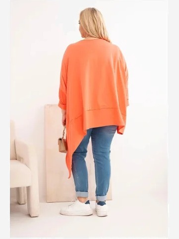 Tunika dámska Plus Size z bavlny s asymetrickým spodkom marhuľová