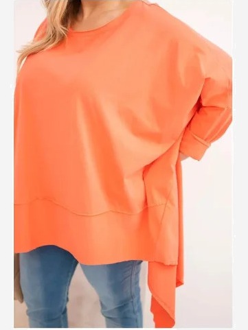 Tunika dámska Plus Size z bavlny s asymetrickým spodkom marhuľová