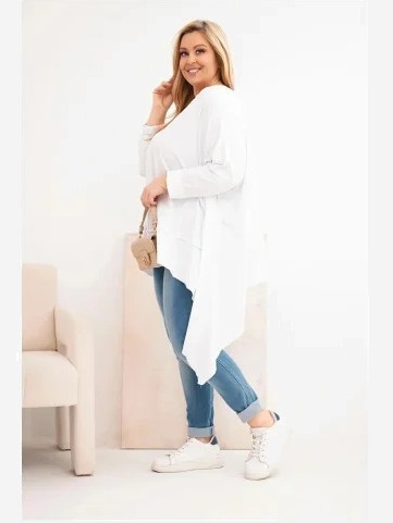 Dámska tunika Plus Size z bavlny s asymetrickým spodkom biela
