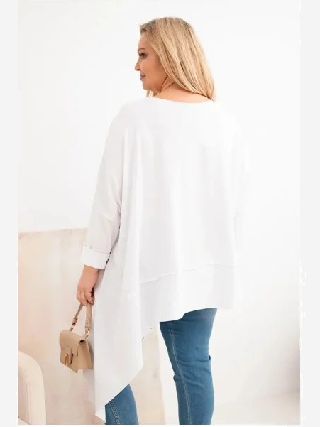 Dámska tunika Plus Size z bavlny s asymetrickým spodkom biela