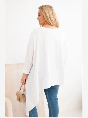 Dámska tunika Plus Size z bavlny s asymetrickým spodkom biela