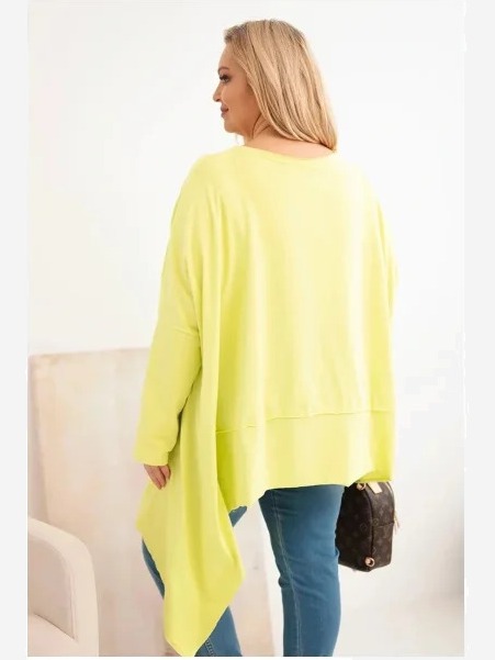 Dámska tunika Plus Size z bavlny s asymetrickým spodkom jasno pistáciová