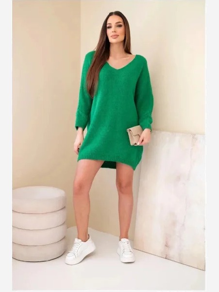 Dámska sukňa Plus Size vlněná s výstrihom do V zelená