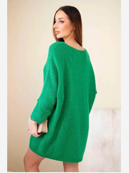 Dámska sukňa Plus Size vlněná s výstrihom do V zelená