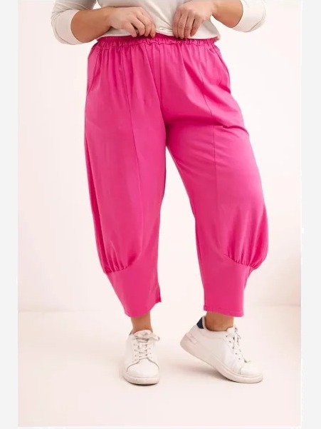 Dámske nohavice Plus Size s nízkym krokom a gumičkou v páse ružové