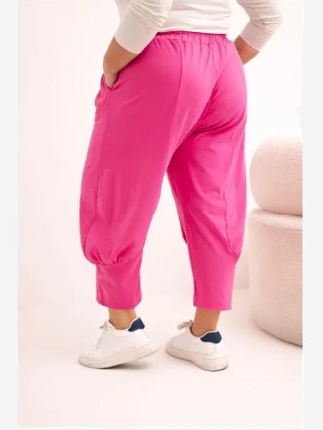 Dámske nohavice Plus Size s nízkym krokom a gumičkou v páse ružové