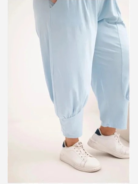 Dámske nohavice Plus Size s nízkym krokom a gumou v páse modré