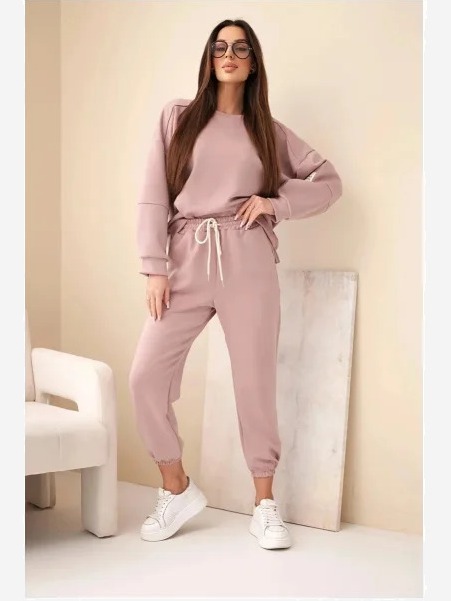 Set mikinové + nohavice maslová látka tmavo ružová