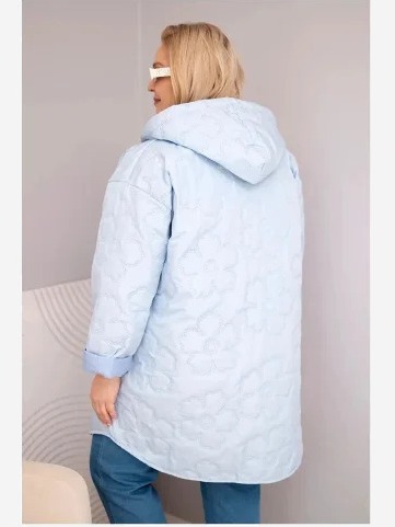 Dámska bunda Plus Size prešívaná s kapucňou a nápisom HOPE modrá