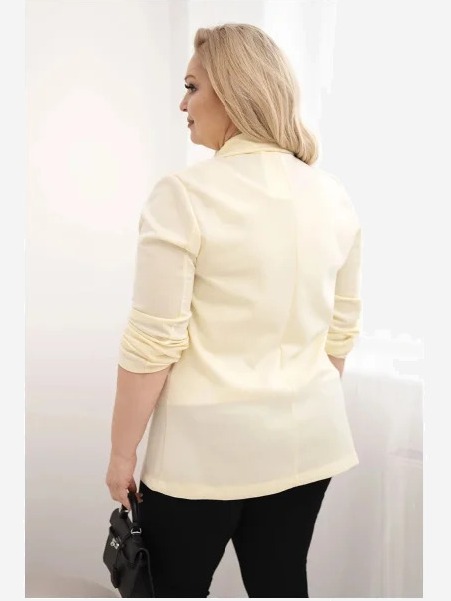Dámska blúzka z viskózy Plus Size s dlhým rukávom a golierom citrónová