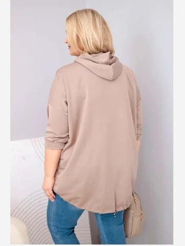 Dámska mikina Plus Size z viskózy s kapucňou a kangurovým vreckom fango