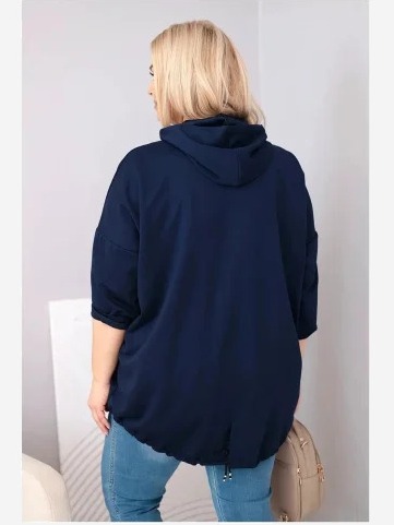 Dámska viskózová mikina Plus Size s kapucňou a kengurským vreckom granátová