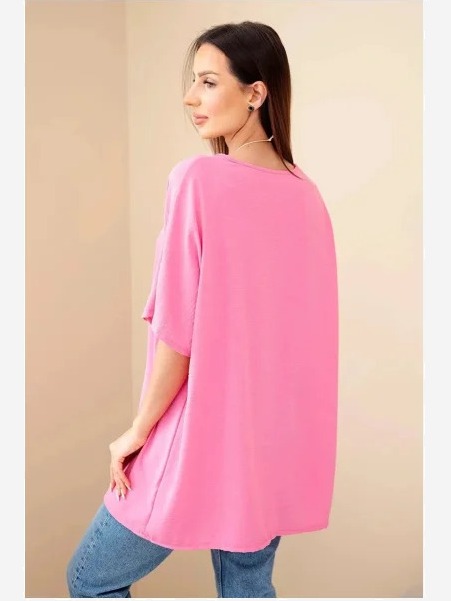 Oversize blúzka s príveskom ružová