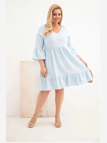 Dámske šaty Plus Size z viskózy s ažúrovým zdobením modrá