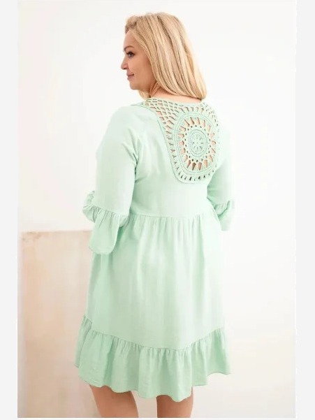 Dámske Plus Size viskózové šaty so ažúrovým zdobením tmavomätová