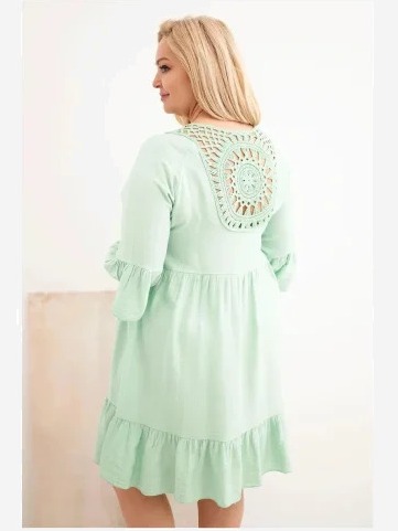 Dámske Plus Size viskózové šaty so ažúrovým zdobením tmavomätová