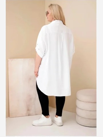 Dámska košeľa Plus Size z viskózy s kvetinovým vyšívaním biela