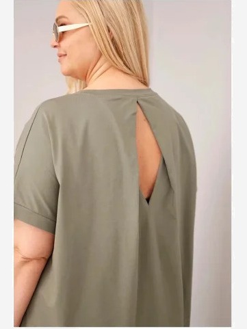 Dámska bavlnená blúzka Plus Size s krátkym rukávom khaki