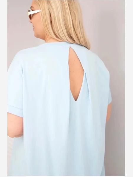 Dámska Plus Size bavlnená blúzka s krátkym rukávom modrá