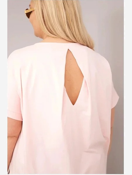 Dámska blúzka Plus Size bavlnená s krátkym rukávom cukríková ružová