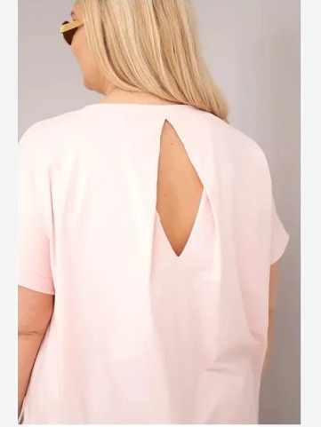 Dámska blúzka Plus Size bavlnená s krátkym rukávom cukríková ružová