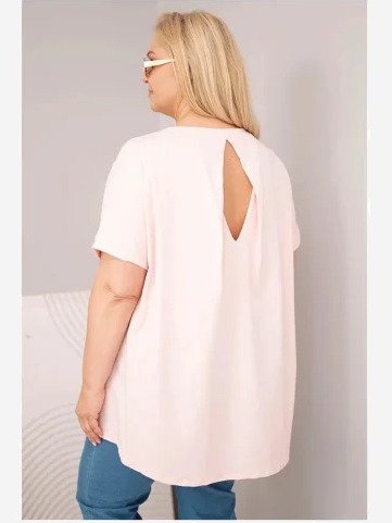Dámska blúzka Plus Size bavlnená s krátkym rukávom cukríková ružová