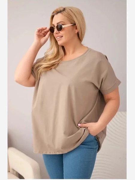 Dámska bavlnená blúzka Plus Size s krátkym rukávom fango