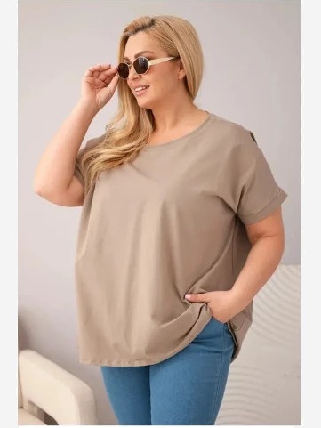 Dámska bavlnená blúzka Plus Size s krátkym rukávom fango