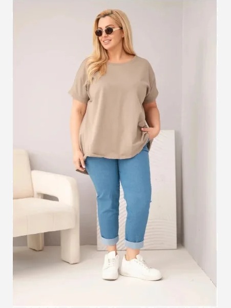 Dámska bavlnená blúzka Plus Size s krátkym rukávom fango