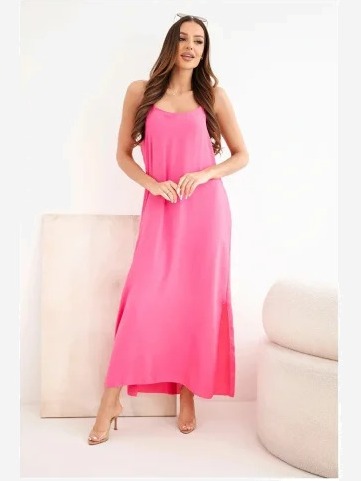 Dlhé šaty na ramienka ružová