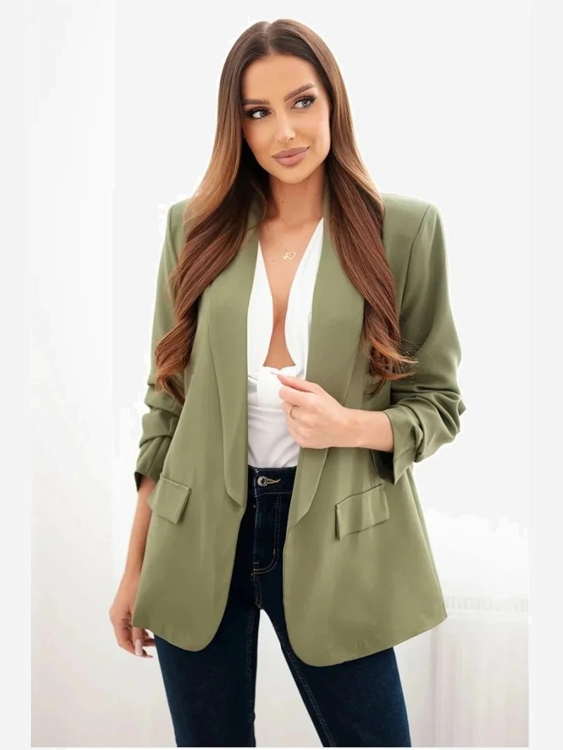 Elegantné sako s klopami svetlé khaki