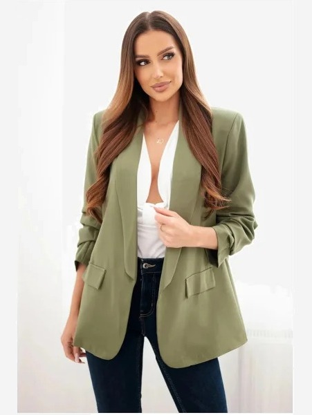 Elegantné sako s klopami svetlé khaki