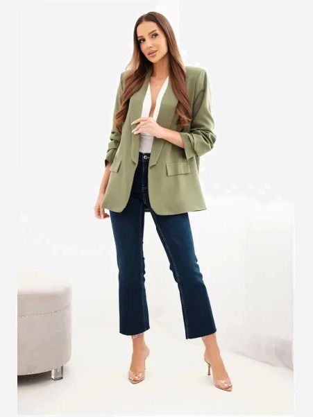 Elegantné sako s klopami svetlé khaki